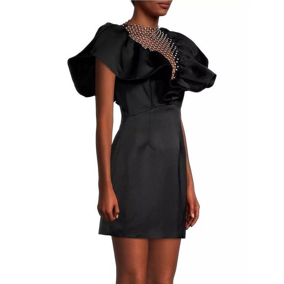 Elliatt Freida Pearly Mesh Ruffle Silk Minidress size M NWT$330 - Picture 1 of 9